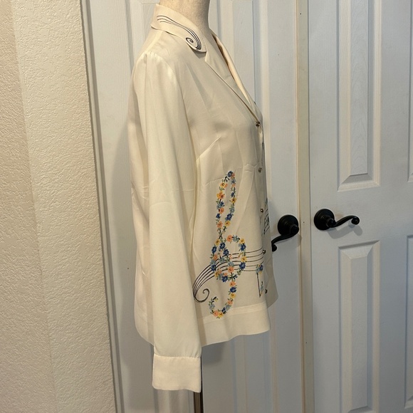 Malbe Original Musical Theme Blouse Rhinestone Buttons Vintage Size 12 - Picture 10 of 14